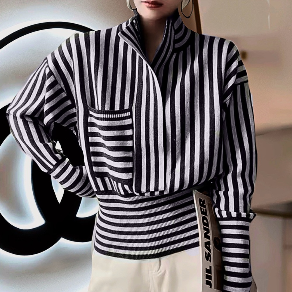 Striped Collar Knit Jumper